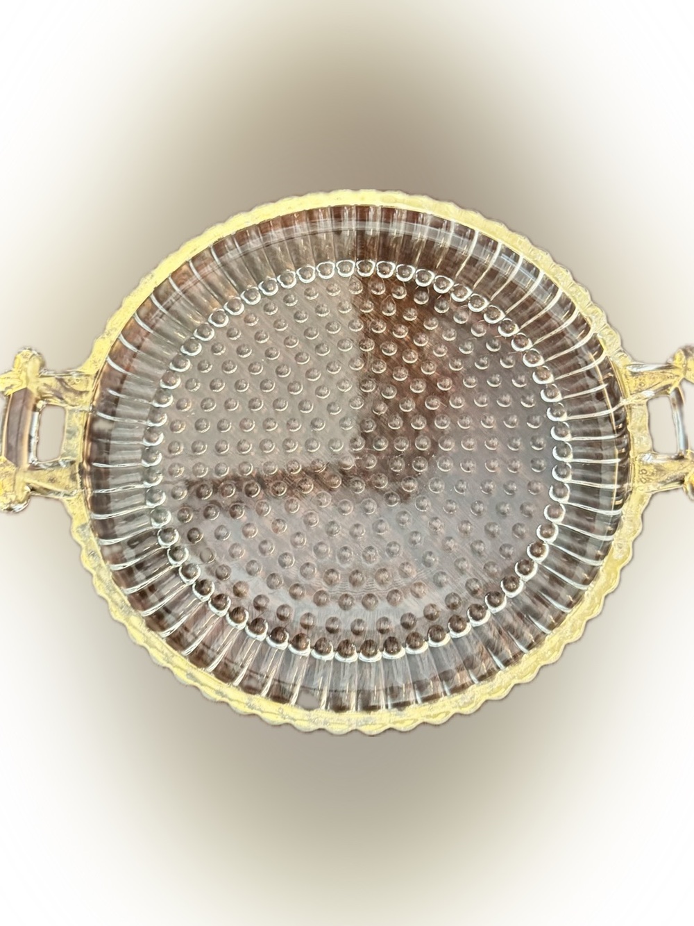 Gold-Trim Clear Glass Serving Tray